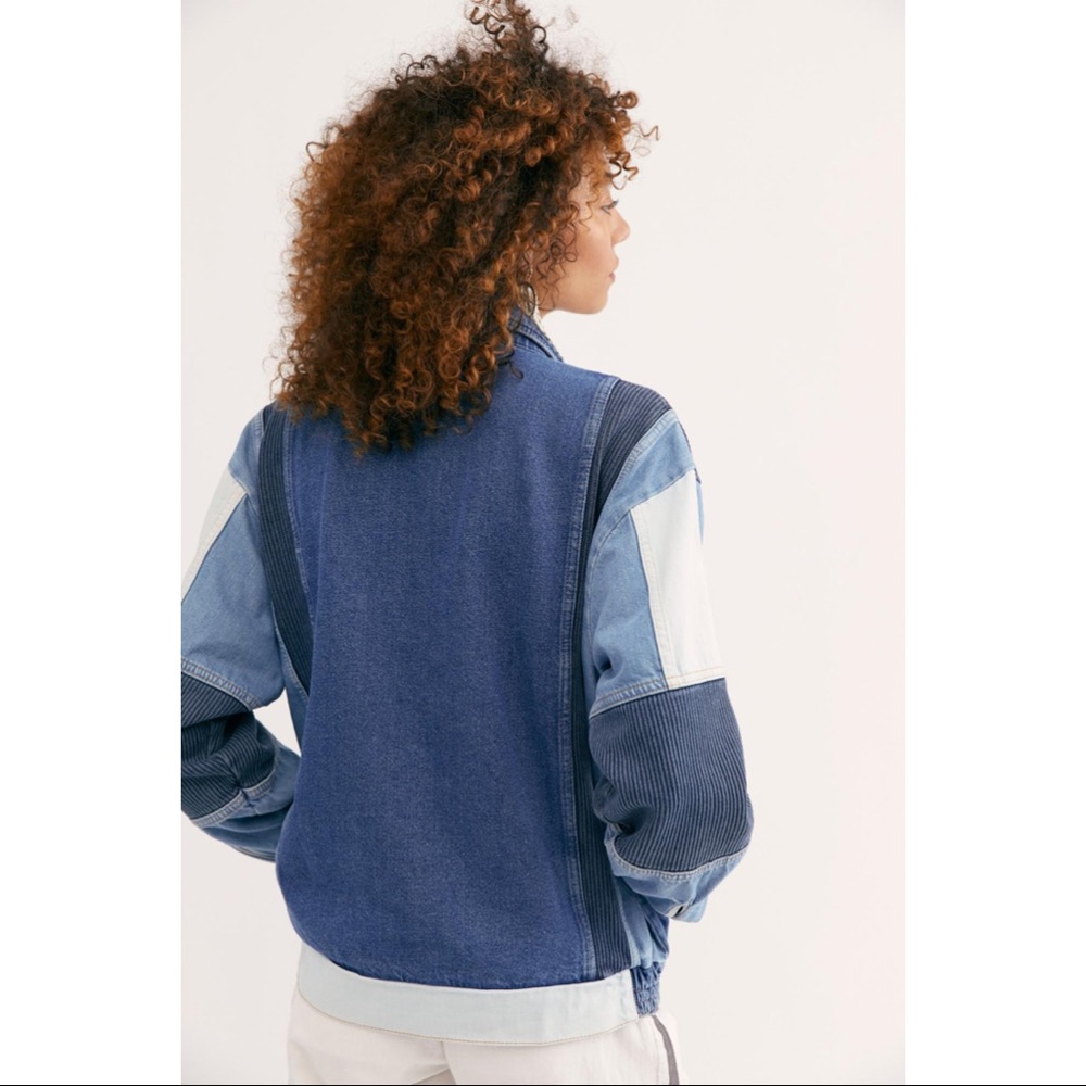 SOLD Free people Panel Denim Bomber Jacket - Picture 4 of 9